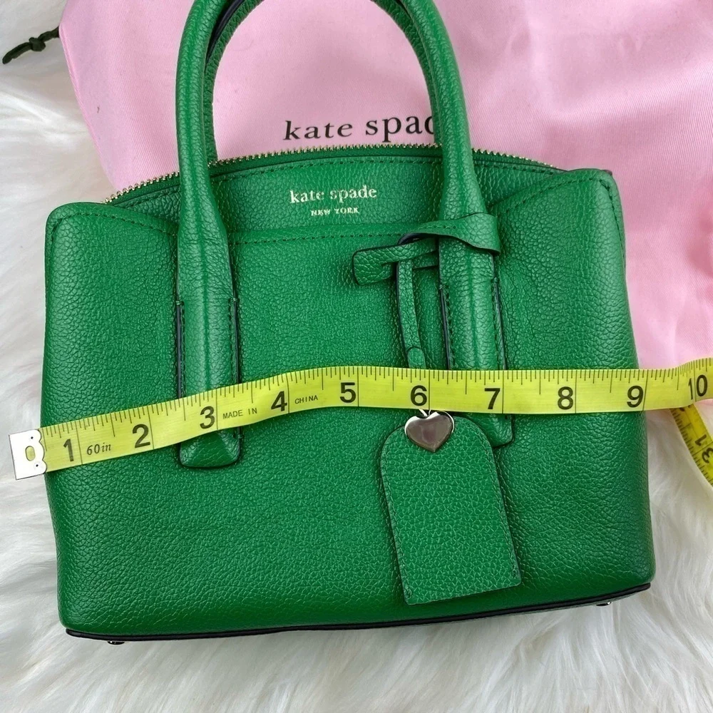 kate spade Green Pebbled Leather Satchel with Heart Charm